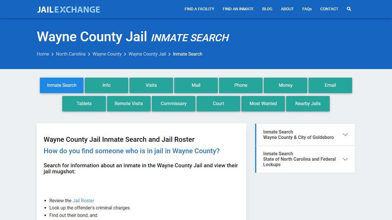 Inmate Search: Roster & Mugshots - Wayne County Jail, NC